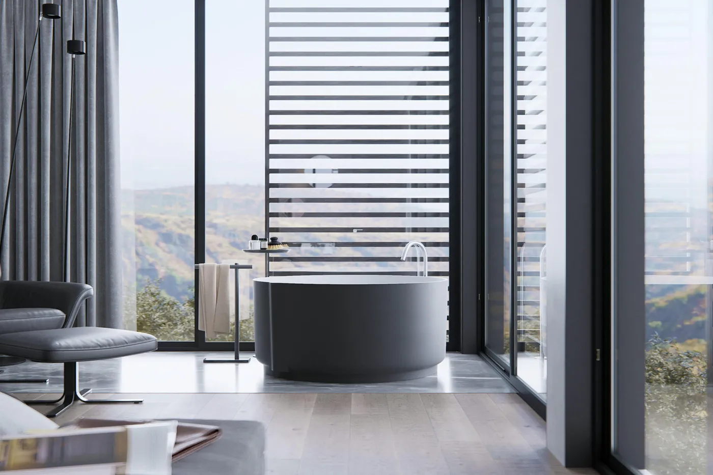 Baignoire ronde, Une pièce d'exception face à la vue